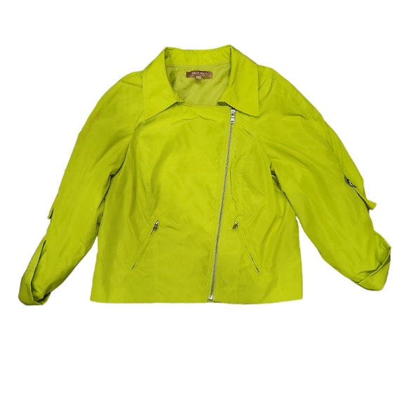 EUC Ellen Tracy women's lime green windbreaker athletic athleisure jacket, M - Picture 5 of 15